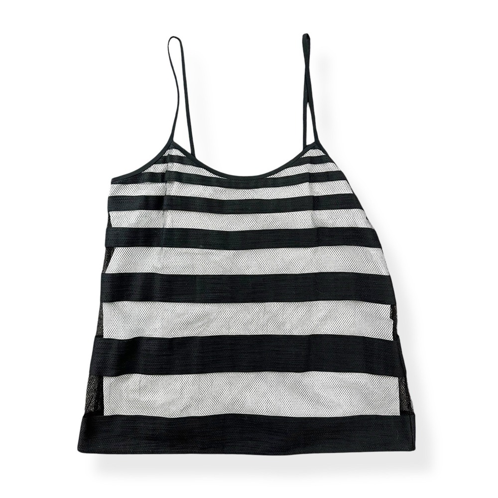 Tibi Women's‎ Striped Jacquard Gauze Cami Black/White Camisole Size 0